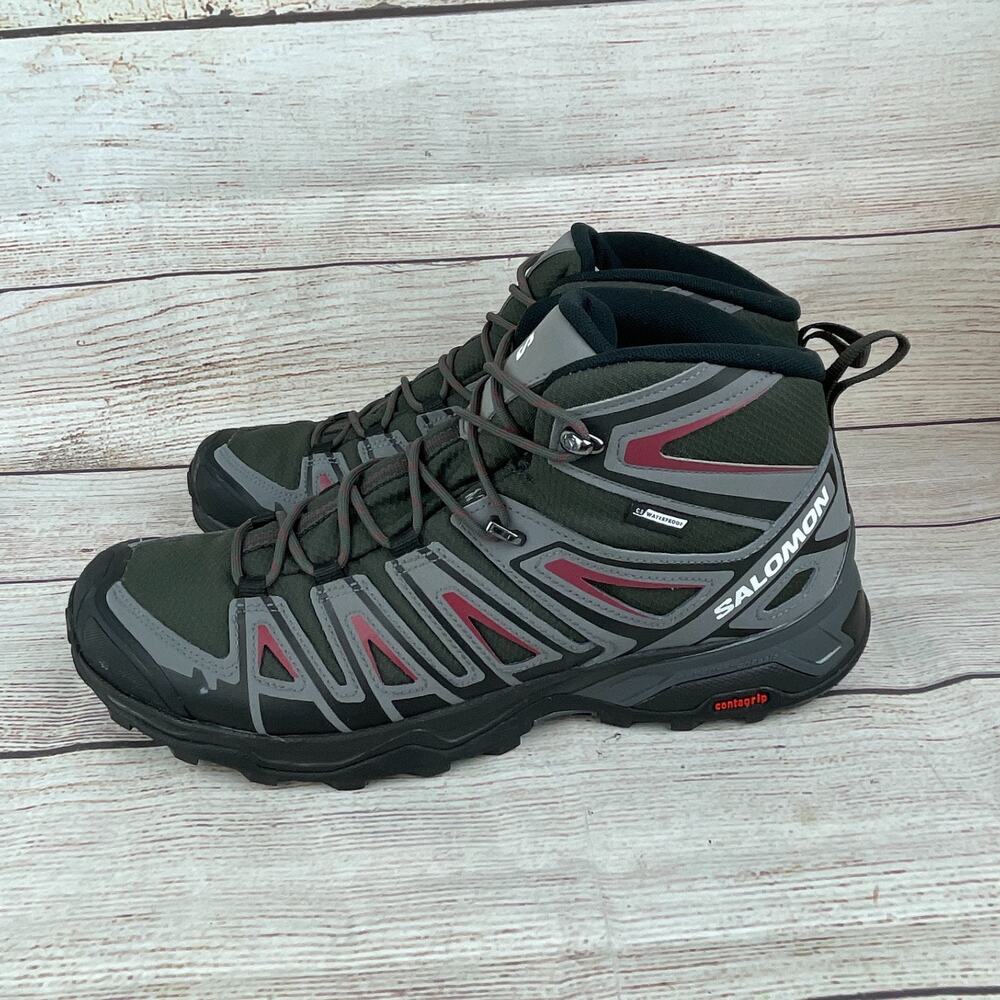 Salomon X Ultra Pioneer MID Mens Sz 11 Hiking Boots Peat Quiet Shade Biking Red - Picture 6 of 10